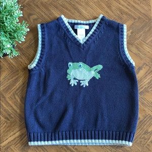 🐸 Janie & Jack boys frog sweater vest size 2T 🐸